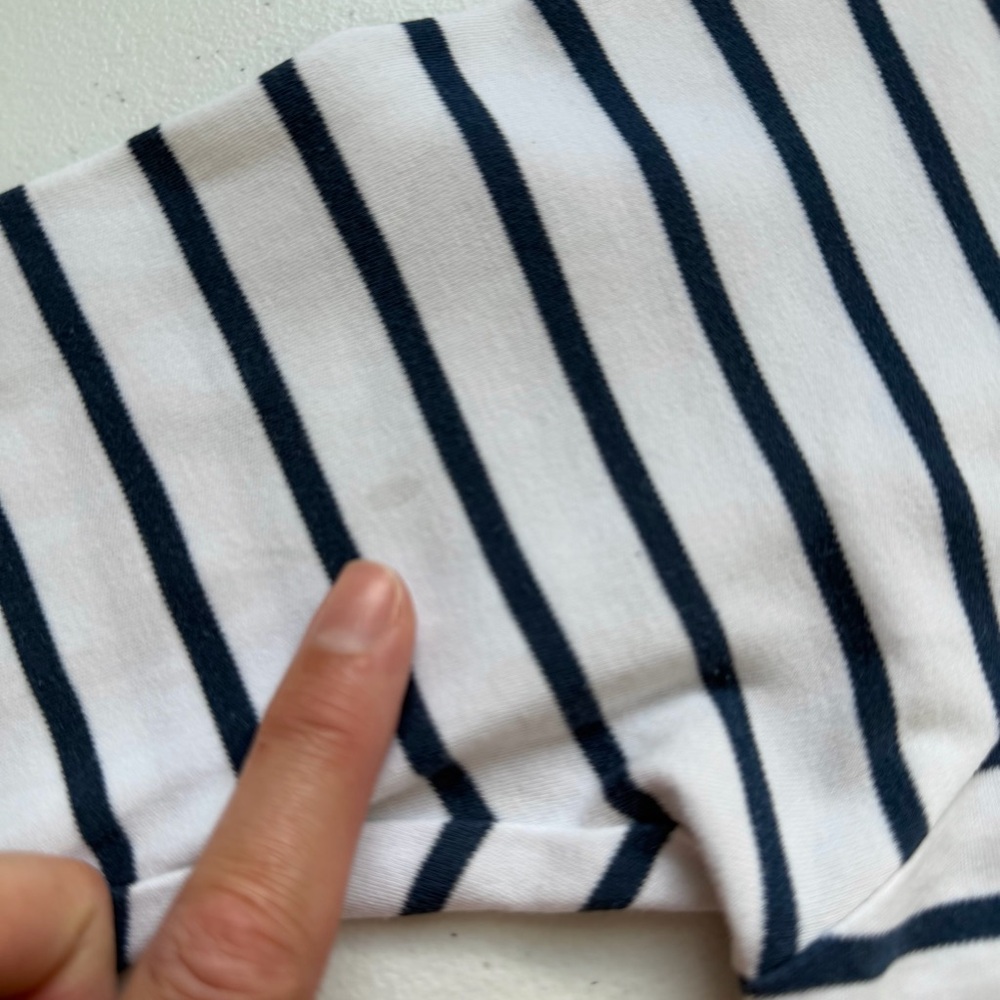 LAKE Pajamas Pima Cotton Navy Blue Striped Maternity Nursing Top Size M *flaws - Picture 7 of 10